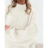 imageBTFBM Womens Long Pullover Sweaters 2025 Fall Winter Mock Neck Long Sleeve Thick Oversized Casual Knitted Jumper TopsBeige White
