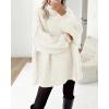 imageBTFBM Womens Long Pullover Sweaters 2025 Fall Winter Mock Neck Long Sleeve Thick Oversized Casual Knitted Jumper TopsBeige White