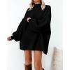 imageBTFBM Womens Long Pullover Sweaters 2025 Fall Winter Mock Neck Long Sleeve Thick Oversized Casual Knitted Jumper TopsBlack
