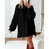 imageBTFBM Womens Long Pullover Sweaters 2025 Fall Winter Mock Neck Long Sleeve Thick Oversized Casual Knitted Jumper TopsBlack