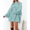 imageBTFBM Womens Long Pullover Sweaters 2025 Fall Winter Mock Neck Long Sleeve Thick Oversized Casual Knitted Jumper TopsBright Lake Blue