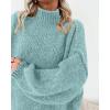 imageBTFBM Womens Long Pullover Sweaters 2025 Fall Winter Mock Neck Long Sleeve Thick Oversized Casual Knitted Jumper TopsBright Lake Blue