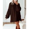 imageBTFBM Womens Long Pullover Sweaters 2025 Fall Winter Mock Neck Long Sleeve Thick Oversized Casual Knitted Jumper TopsBrown
