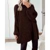imageBTFBM Womens Long Pullover Sweaters 2025 Fall Winter Mock Neck Long Sleeve Thick Oversized Casual Knitted Jumper TopsBrown