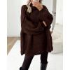 imageBTFBM Womens Long Pullover Sweaters 2025 Fall Winter Mock Neck Long Sleeve Thick Oversized Casual Knitted Jumper TopsBrown