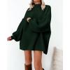 imageBTFBM Womens Long Pullover Sweaters 2025 Fall Winter Mock Neck Long Sleeve Thick Oversized Casual Knitted Jumper TopsDark Green