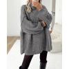 imageBTFBM Womens Long Pullover Sweaters 2025 Fall Winter Mock Neck Long Sleeve Thick Oversized Casual Knitted Jumper TopsGrey