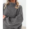 imageBTFBM Womens Long Pullover Sweaters 2025 Fall Winter Mock Neck Long Sleeve Thick Oversized Casual Knitted Jumper TopsGrey