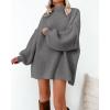 imageBTFBM Womens Long Pullover Sweaters 2025 Fall Winter Mock Neck Long Sleeve Thick Oversized Casual Knitted Jumper TopsGrey