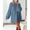 imageBTFBM Womens Long Pullover Sweaters 2025 Fall Winter Mock Neck Long Sleeve Thick Oversized Casual Knitted Jumper TopsGrey Blue