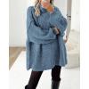 imageBTFBM Womens Long Pullover Sweaters 2025 Fall Winter Mock Neck Long Sleeve Thick Oversized Casual Knitted Jumper TopsGrey Blue