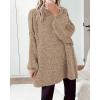 imageBTFBM Womens Long Pullover Sweaters 2025 Fall Winter Mock Neck Long Sleeve Thick Oversized Casual Knitted Jumper TopsKhaki