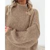 imageBTFBM Womens Long Pullover Sweaters 2025 Fall Winter Mock Neck Long Sleeve Thick Oversized Casual Knitted Jumper TopsKhaki