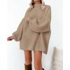 imageBTFBM Womens Long Pullover Sweaters 2025 Fall Winter Mock Neck Long Sleeve Thick Oversized Casual Knitted Jumper TopsKhaki