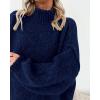 imageBTFBM Womens Long Pullover Sweaters 2025 Fall Winter Mock Neck Long Sleeve Thick Oversized Casual Knitted Jumper TopsNavy