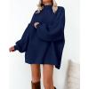 imageBTFBM Womens Long Pullover Sweaters 2025 Fall Winter Mock Neck Long Sleeve Thick Oversized Casual Knitted Jumper TopsNavy