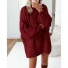 imageBTFBM Womens Long Pullover Sweaters 2025 Fall Winter Mock Neck Long Sleeve Thick Oversized Casual Knitted Jumper TopsWine Red