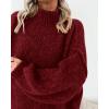 imageBTFBM Womens Long Pullover Sweaters 2025 Fall Winter Mock Neck Long Sleeve Thick Oversized Casual Knitted Jumper TopsWine Red