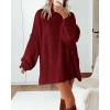 imageBTFBM Womens Long Pullover Sweaters 2025 Fall Winter Mock Neck Long Sleeve Thick Oversized Casual Knitted Jumper TopsWine Red