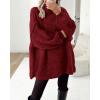 imageBTFBM Womens Long Pullover Sweaters 2025 Fall Winter Mock Neck Long Sleeve Thick Oversized Casual Knitted Jumper TopsWine Red