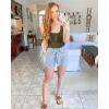 imageBTFBM Womens Summer Ribbed Tank Tops Crew Neck Button Down Slim Fit Basic Sleeveless Tunic Blouse Casual Henley ShirtsArmy Green