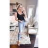imageBTFBM Womens Summer Ribbed Tank Tops Crew Neck Button Down Slim Fit Basic Sleeveless Tunic Blouse Casual Henley ShirtsBlack