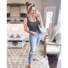 imageBTFBM Womens Summer Ribbed Tank Tops Crew Neck Button Down Slim Fit Basic Sleeveless Tunic Blouse Casual Henley ShirtsDark Grey