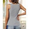 imageBTFBM Womens Summer Ribbed Tank Tops Crew Neck Button Down Slim Fit Basic Sleeveless Tunic Blouse Casual Henley ShirtsGrey