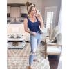 imageBTFBM Womens Summer Ribbed Tank Tops Crew Neck Button Down Slim Fit Basic Sleeveless Tunic Blouse Casual Henley ShirtsNavy