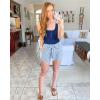 imageBTFBM Womens Summer Ribbed Tank Tops Crew Neck Button Down Slim Fit Basic Sleeveless Tunic Blouse Casual Henley ShirtsNavy