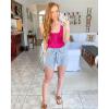 imageBTFBM Womens Summer Ribbed Tank Tops Crew Neck Button Down Slim Fit Basic Sleeveless Tunic Blouse Casual Henley ShirtsRose Red