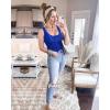 imageBTFBM Womens Summer Ribbed Tank Tops Crew Neck Button Down Slim Fit Basic Sleeveless Tunic Blouse Casual Henley ShirtsRoyal Blue