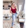 imageBTFBM Womens Summer Ribbed Tank Tops Crew Neck Button Down Slim Fit Basic Sleeveless Tunic Blouse Casual Henley ShirtsWine Red