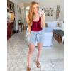 imageBTFBM Womens Summer Ribbed Tank Tops Crew Neck Button Down Slim Fit Basic Sleeveless Tunic Blouse Casual Henley ShirtsWine Red