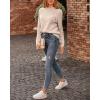 imageBTFBM Womens Sweaters Fall Winter Clothes 2025 Long Sleeve Button Down Ruffle Crew Neck Casual Knitted Pullover TopsOblique Apricot