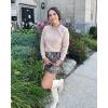 imageBTFBM Womens Sweaters Fall Winter Clothes 2025 Long Sleeve Button Down Ruffle Crew Neck Casual Knitted Pullover TopsOblique Apricot