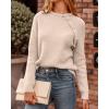 imageBTFBM Womens Sweaters Fall Winter Clothes 2025 Long Sleeve Button Down Ruffle Crew Neck Casual Knitted Pullover TopsOblique Apricot