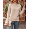 imageBTFBM Womens Sweaters Fall Winter Clothes 2025 Long Sleeve Button Down Ruffle Crew Neck Casual Knitted Pullover TopsOblique Apricot