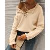 imageBTFBM Womens Sweaters Fall Winter Clothes 2025 Long Sleeve Button Down Ruffle Crew Neck Casual Knitted Pullover TopsSolid Apricot