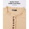 imageBTFBM Womens Sweaters Fall Winter Clothes 2025 Long Sleeve Button Down Ruffle Crew Neck Casual Knitted Pullover TopsSolid Apricot