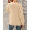 imageBTFBM Womens Sweaters Fall Winter Clothes 2025 Long Sleeve Button Down Ruffle Crew Neck Casual Knitted Pullover TopsSolid Apricot