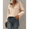 imageBTFBM Womens Sweaters Fall Winter Clothes 2025 Long Sleeve Button Down Ruffle Crew Neck Casual Knitted Pullover TopsSolid Beige