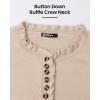 imageBTFBM Womens Sweaters Fall Winter Clothes 2025 Long Sleeve Button Down Ruffle Crew Neck Casual Knitted Pullover TopsSolid Beige