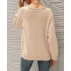 imageBTFBM Womens Sweaters Fall Winter Clothes 2025 Long Sleeve Button Down Ruffle Crew Neck Casual Knitted Pullover TopsSolid Beige