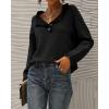 imageBTFBM Womens Sweaters Fall Winter Clothes 2025 Long Sleeve Button Down Ruffle Crew Neck Casual Knitted Pullover TopsSolid Black