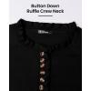 imageBTFBM Womens Sweaters Fall Winter Clothes 2025 Long Sleeve Button Down Ruffle Crew Neck Casual Knitted Pullover TopsSolid Black