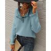 imageBTFBM Womens Sweaters Fall Winter Clothes 2025 Long Sleeve Button Down Ruffle Crew Neck Casual Knitted Pullover TopsSolid Blue