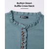 imageBTFBM Womens Sweaters Fall Winter Clothes 2025 Long Sleeve Button Down Ruffle Crew Neck Casual Knitted Pullover TopsSolid Blue