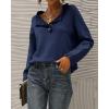 imageBTFBM Womens Sweaters Fall Winter Clothes 2025 Long Sleeve Button Down Ruffle Crew Neck Casual Knitted Pullover TopsSolid Bright Blue
