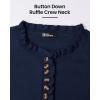 imageBTFBM Womens Sweaters Fall Winter Clothes 2025 Long Sleeve Button Down Ruffle Crew Neck Casual Knitted Pullover TopsSolid Bright Blue